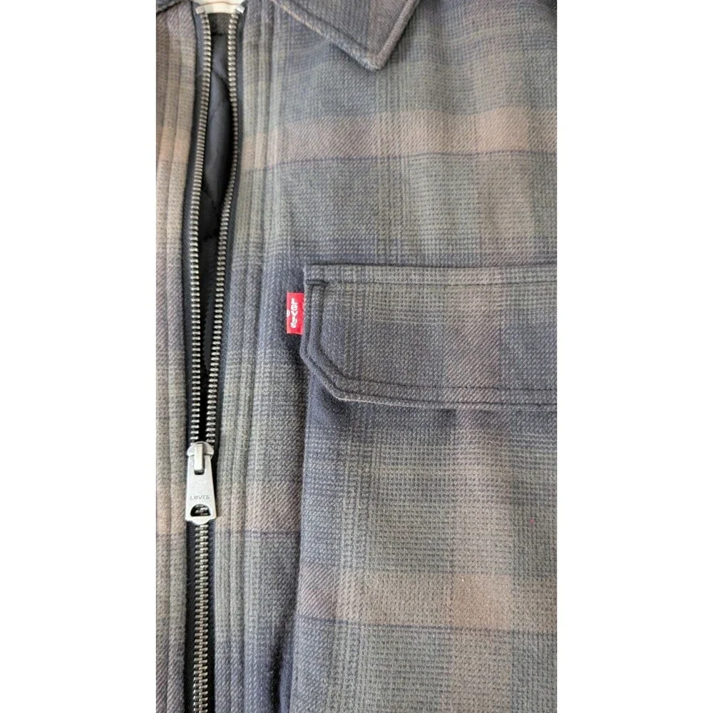 Levi's Men's Plaid Shirt Jacket Large New With Tags Quilted Insulated Shacket - Picture 3 of 11